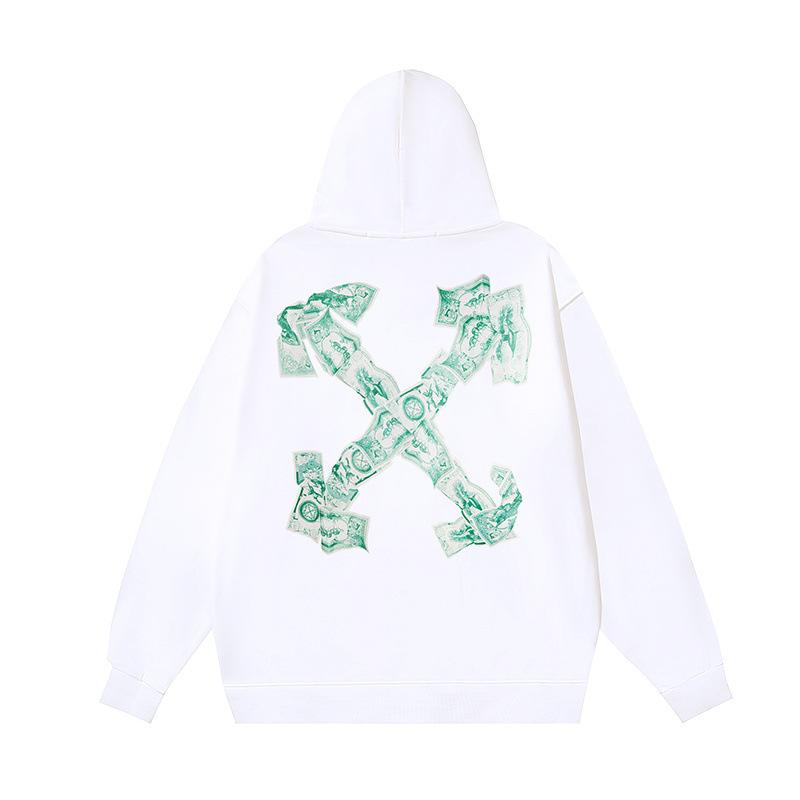 1248 Off-White 2025 Herbst und Winter Neu Geldschein Buchstaben Pfeil Print Muster Kapuzenpullover für Männer und Frauen