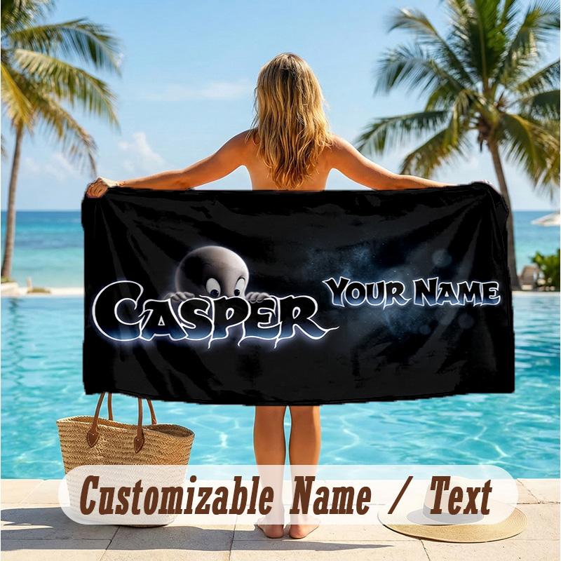 Custom Text Beach Towel, Soft Absorbent Swimming Multi-use TowelCasper the Friendly Ghost