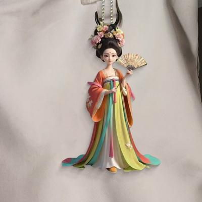 Yousheng Ancient Lady Keychain Cute 2D Acrylic Chinese Doll Charm Fashion Car Mirror And Bag Accessory Desktop Ornament Gift