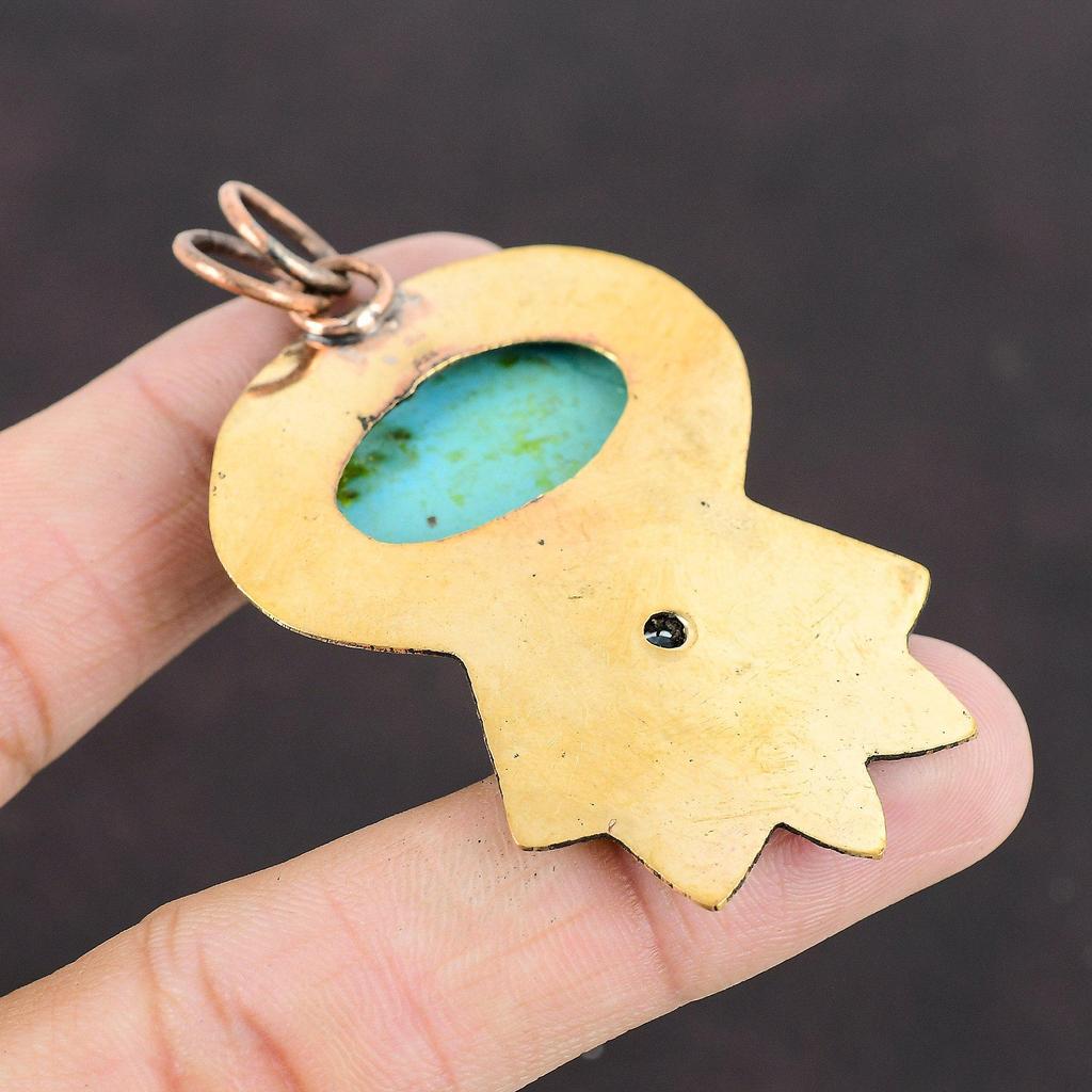 Arizona Turquoise Gemstone Pendant Swiss Blue Topaz Pendant Copper Pendant Handmade Dainty Pendant Unique Copper Design Jewelry Gift For Her