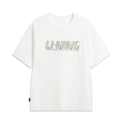 Li Ning Sport Trend Serie Losse Pasvorm Ronde Hals Logo Geborduurd Koppel T-shirt Unisex T-shirt AHSW391-2