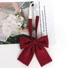 JK Collar Bow Tie for Women - Korean & Japanese Academic Style, Solid Color with Fine Stripes, Black & Wine Red
