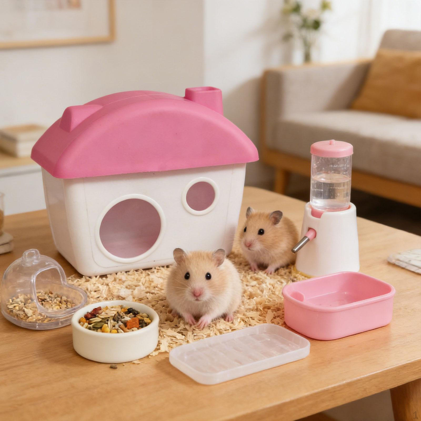 

Hamster Hideaway Hut Cute Play Toy Hideouts Small Animal Habitat for Hedgehog Rat Chinchilla розовый
