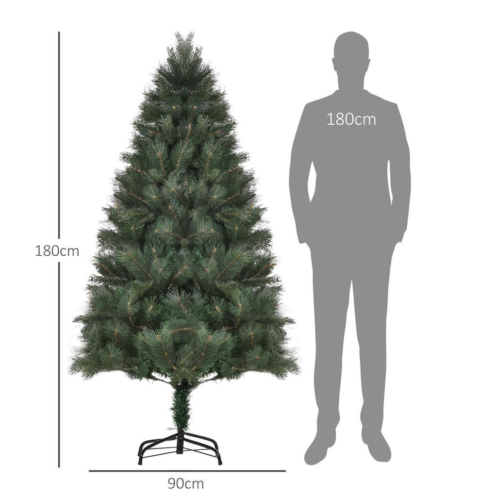 Christmas Tree Ø90 x 180 cm, Artificial Fir, Realistic Needle Coverage, Green