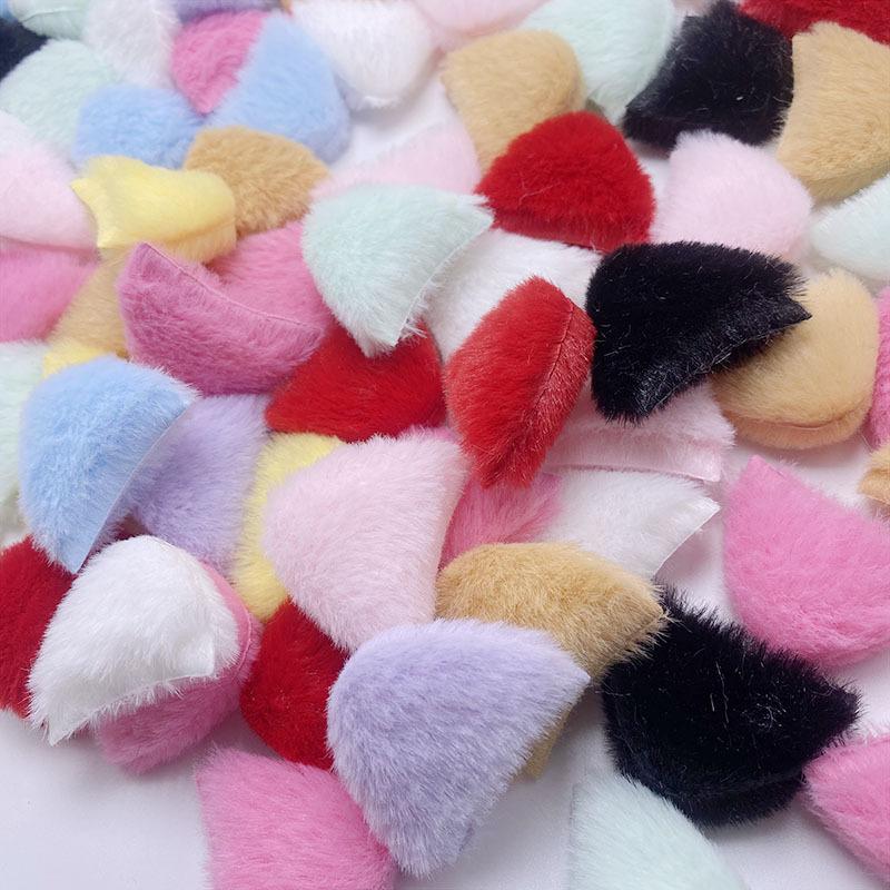 10pcs/bag Furry Felt Plush Padded Cat Ear Appliques For Headband Hair Clip Accessories Cloth Hats Decoration Patches