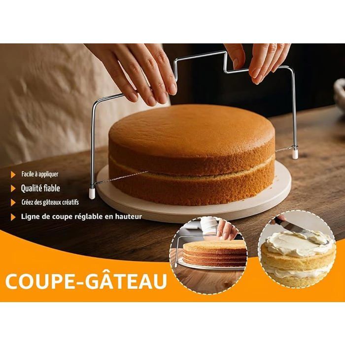 Pastry Cake Cutter Adjustable,Professional Tool for Layer Cake,Stainless Steel Wire Cake Cutter,Slicer To