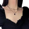 Black Obsidian Double-Layered Necklace Trendy Clavicle Chain