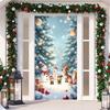 Four-Way Stretch Christmas Door Cover Fabric, Easy Install, Decorative Room Door Cover.