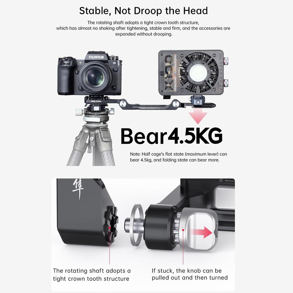 FALCAM F22 F38 F50 Quick Release Folding Half Cage Kit for Sony Canon Nikon Fujifilm Series, R5/R6/R7/R10, Z5/Z50/Z6/Z60/Z7, XT/XH Series.