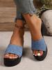 Damen Übergröße Plateau-Sandalen aus Denim – Sommer 2025 Kollektion, Größe 43