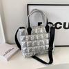 Internet Celebrity Cotton Quilted Padded Women's Handbags Nylon Solid Color Grid Female Shoulder Crossbody Bags Large Capacity Ladies Tote Bag Satchel