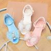 Girls' High-Heeled Crystal Sandals with Rhinestone Bow - Soft Sole Princess Shoes for 2026 Summer Performances