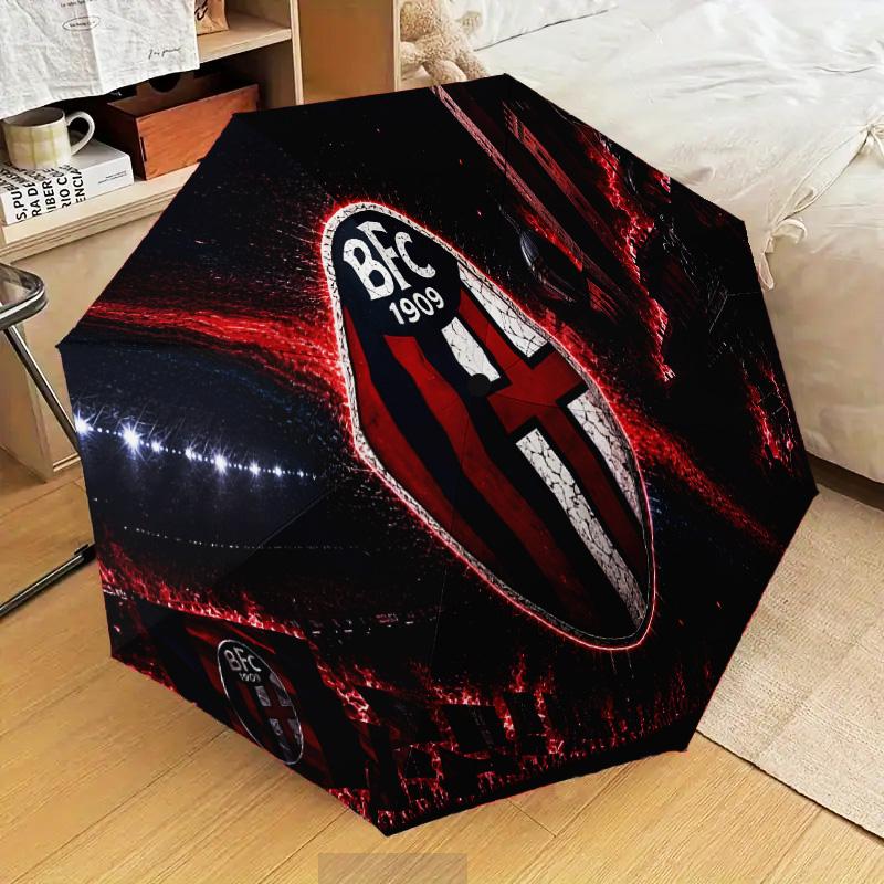 Bologna Crest Design Automatic Folding Umbrella - 8-Rib Travel Umbrella with Auto Open/Close & Portable Gifts for holidays or birthdays