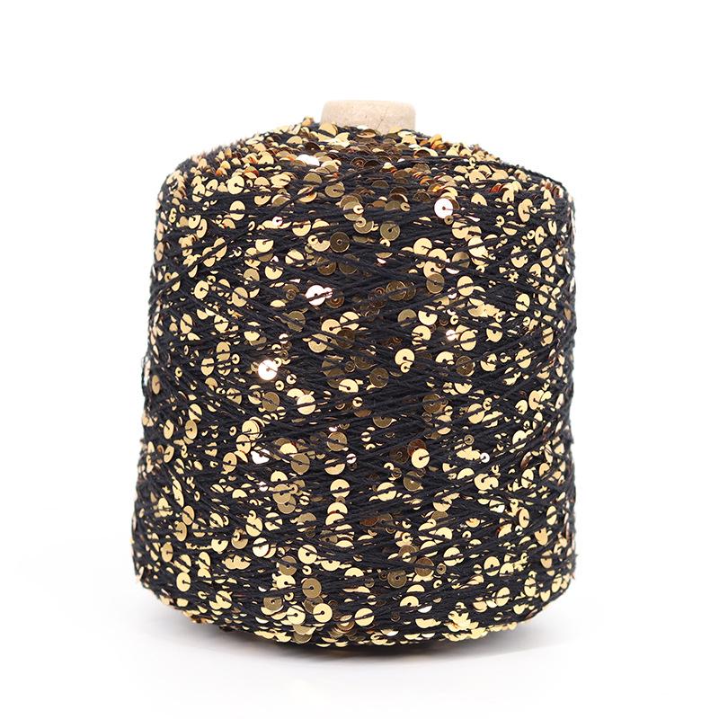 Hand-Knitted Bright Cotton Yarn with Sequins, 3MM+6MM, Combed and Fancy