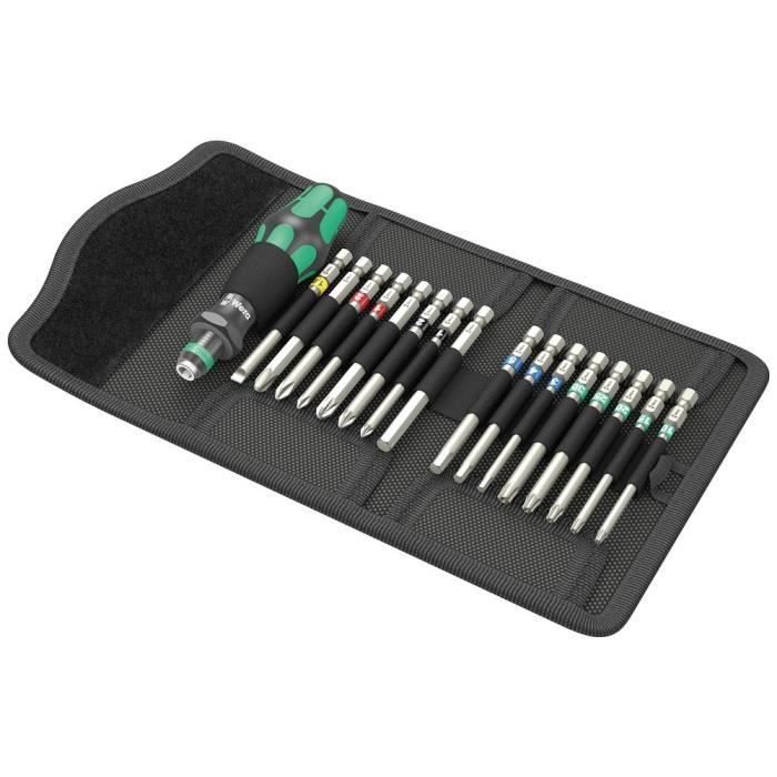 Jeu d'embouts - WERA - Kraftform Kompakt 60 - 17 pièces - Cruciforme - Multi-composants