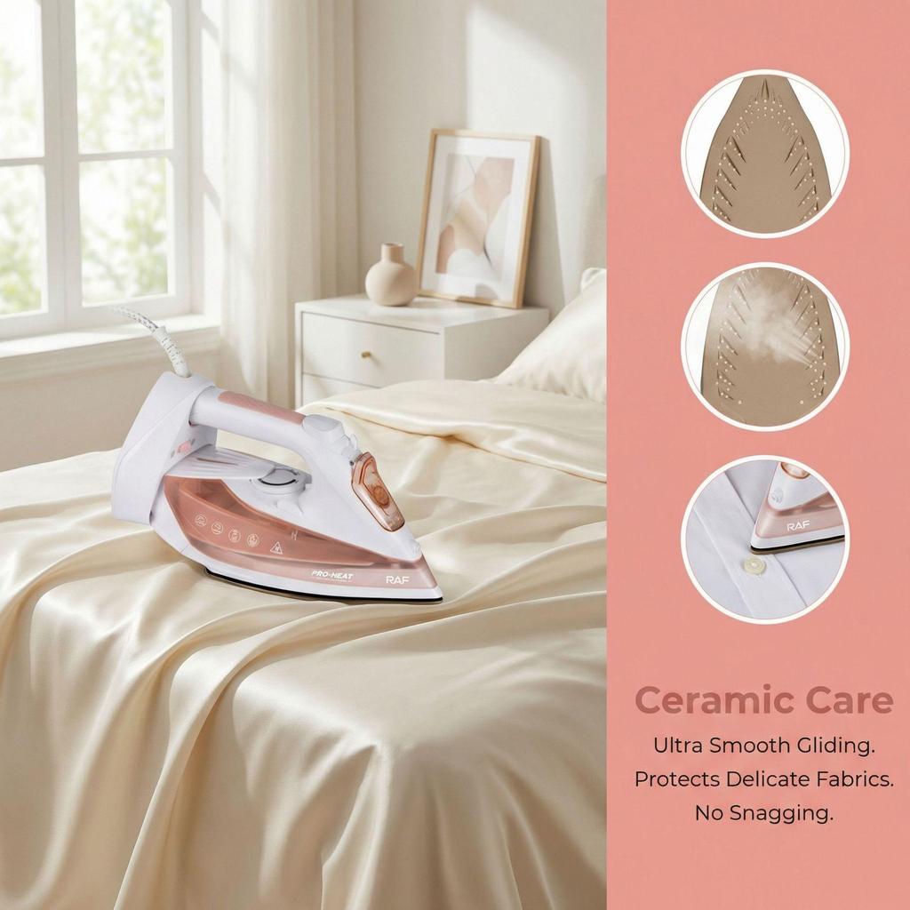 Cordless Handheld Steam Iron 2400W, Adjustable Temperature, Wireless Use