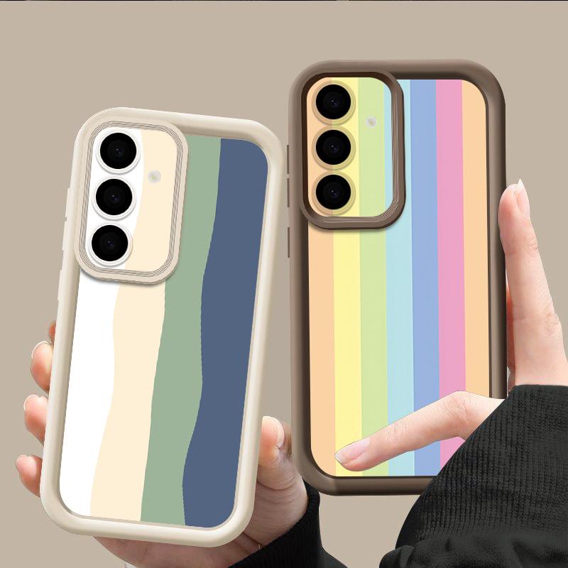 Floral Stripe Pattern Case For Samsung A57 A37 A27 A17 S26 Ultra S25 FE A56 A36 A16 A55 A35 A15 A54 5G S21 S22 S23 S24 Plus Shockproof Bumper Cover