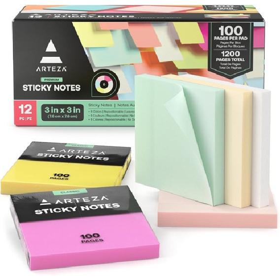 Стикеры 3x3 дюйма, 12 блоков стикеров, Блоки стикеров оптом, Разноцветные