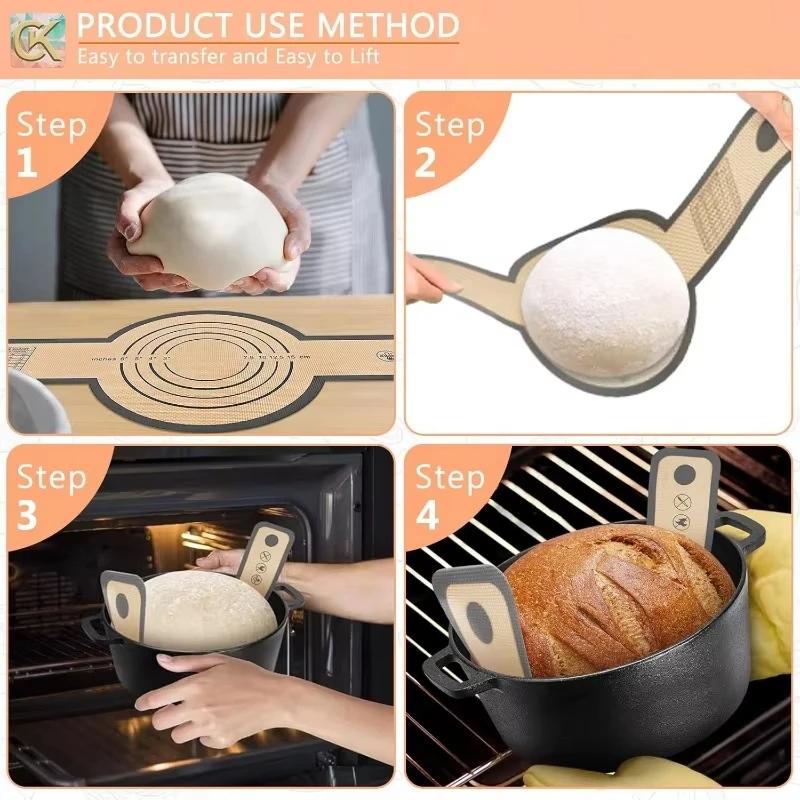Silicone Bread Sling Dutch Oven Liner Non-Stick Easy Clean Reusable Bread Baking Mat Easy to Transfer Sourdough Bread