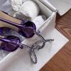 Fashion New Sexy Purple High-heeled Women's Thin Heels, Pointed Toe, Straight Line with Chain, Rhinonette, and Hot Girl Baled Sandals