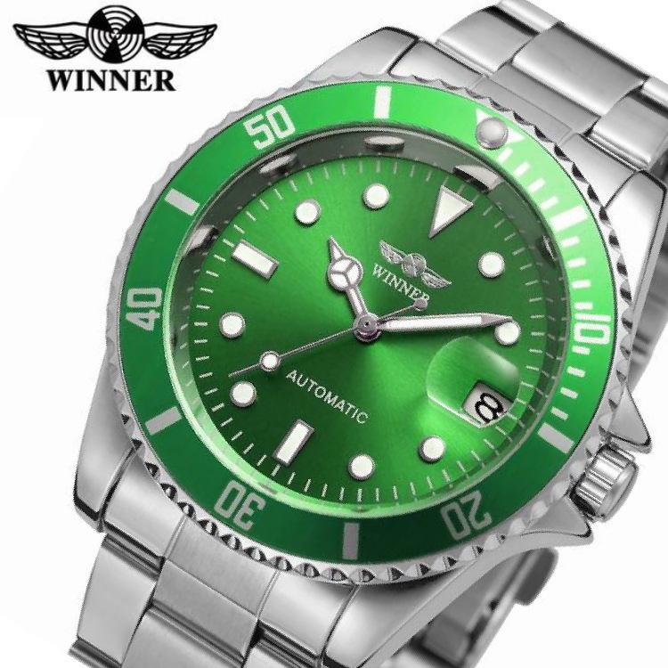 Winner Automatic Mechanical Watch Business Casual Waterproof Luminous Calendar Hollow Stainless Steel Strap Watch Male 8066