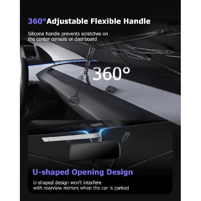 2025 Upgrade Car Windshield Sun Shade Windshield Sunshade Umbrella [Star Fabric] Protect Car from Sun Rays&Heat Damage Keeps Vehicle Cool, Spring
