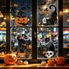 Reusable Holiday Window Film 4 Sheets Halloween Black Cat Clings, Spooky Pumpkin Sticker Sticker, Double Sided Static Decals for Glass Door