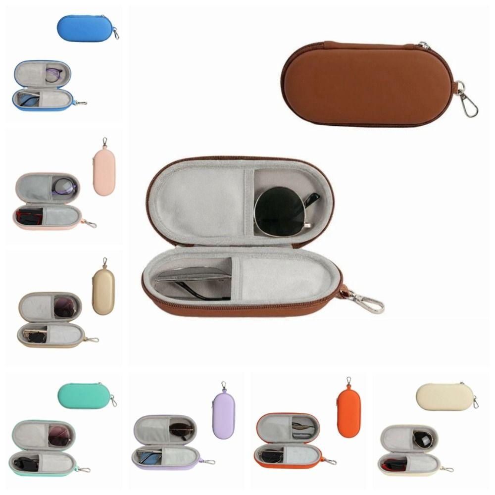 Waterproof PU Sunglasses Case Oval Shape Eyewear Organizer Dual Slot Glasses Pouch Fashion Driver