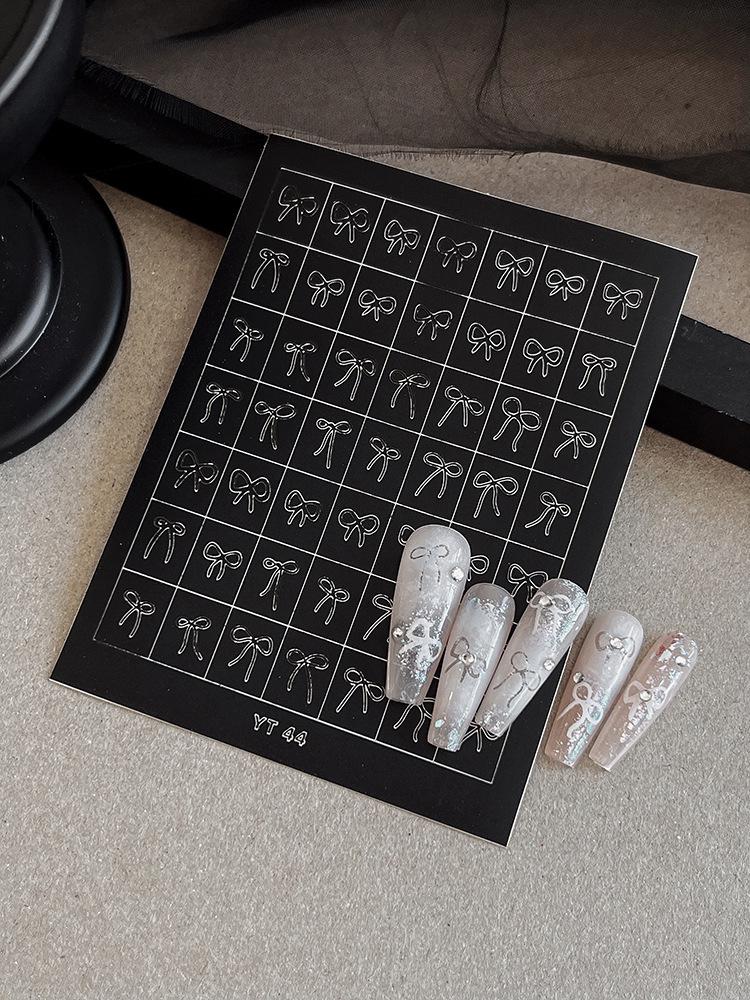 Hollow Star & Butterfly French Plaid Gradient Nail Art Stickers