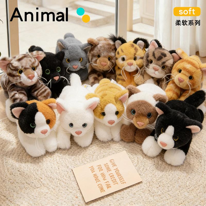 Adorable Huggable Range Kitty Plushy Bundle 12 Different Breeds Tabby Calico Black White Gray Orange Tiger Stripe Gentle Toasty Charming