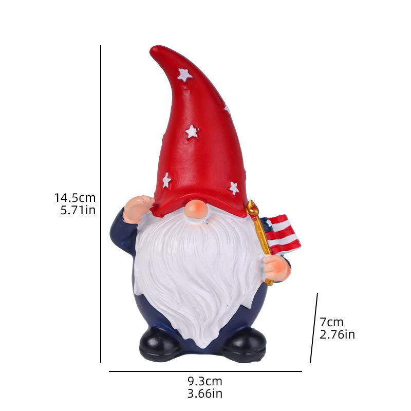 Creative Star-Spangled Gnome Resin Statue with Top Hat Design, Perfect 4th of July Gift