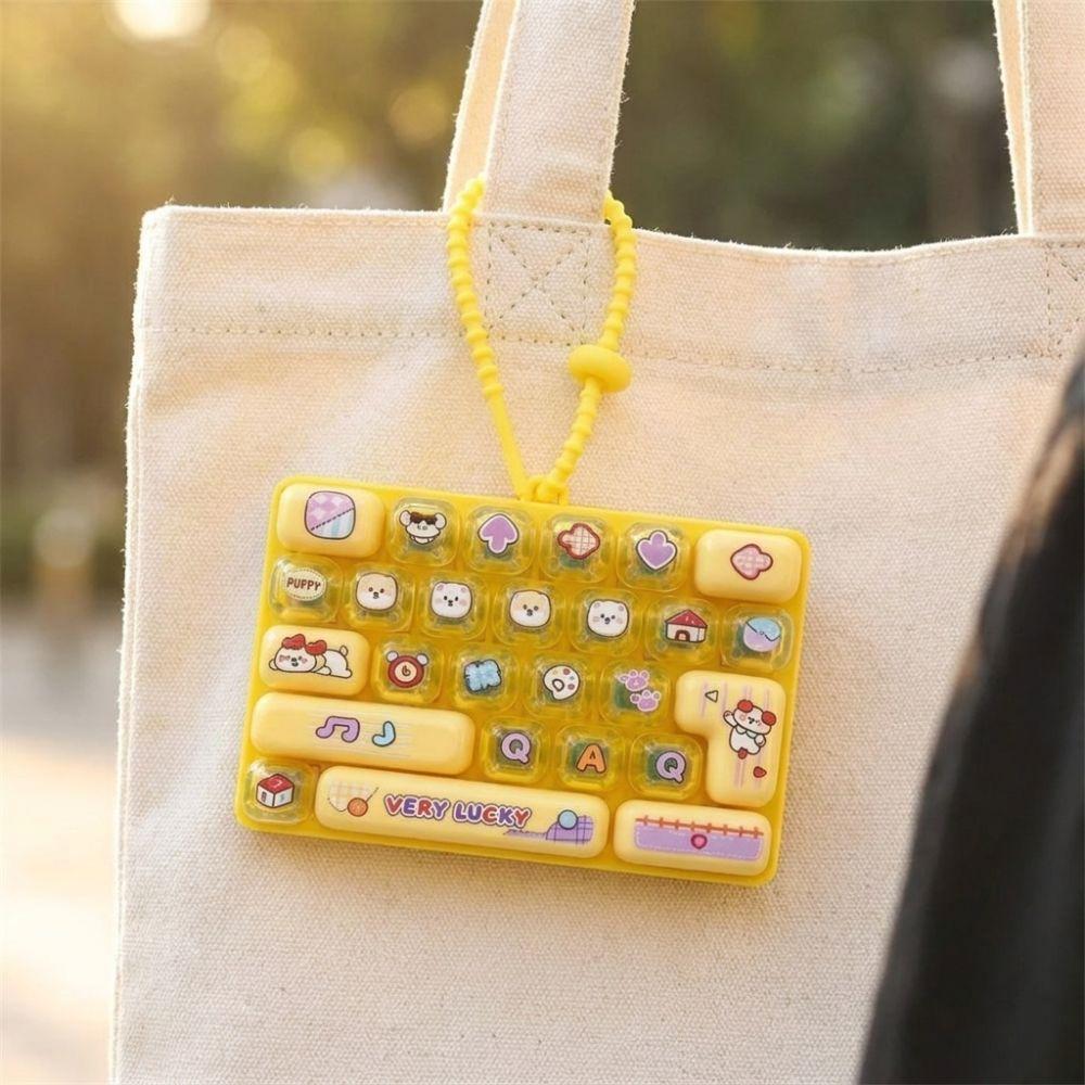 Cartoon 26-Key Keychain 26 Key Grid Keycap Clicker Mechanical Keyboard Keychain Bag Charm