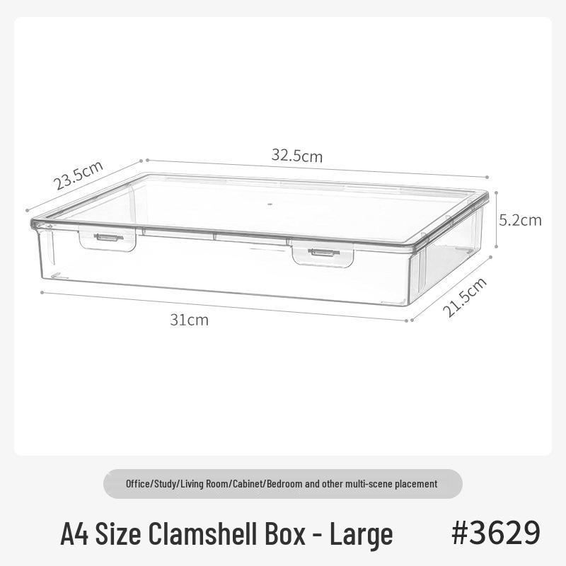 A4 Transparent Plastic Document Storage Box - Dustproof File Organizer