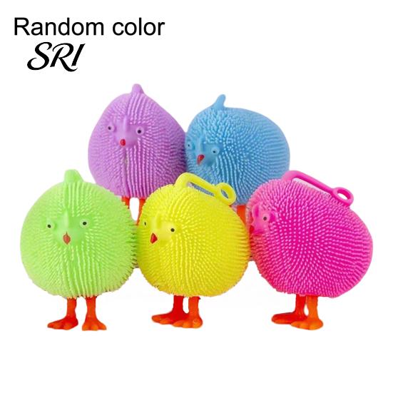 TPR Stress Ball Glowing Fuzz Chick Toy Relief LED Light-up Squeeze Tool Anxiety Reduction Portable Travel School Office Fidget Relaxation