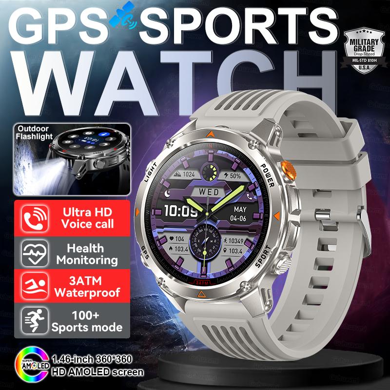 New Outdoors Military GPS Sports Smart Watch Women Dual-Band GNSS Compass Altimeter 3ATM Waterproof BluetoothCall Smartwatch Men
