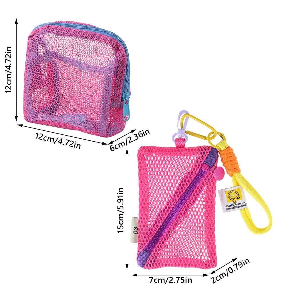 Portable Mesh Cosmetic Bag Dopamine Color Storage Makeup Case Women Mesh Toiletry Storage Pouch Organizer