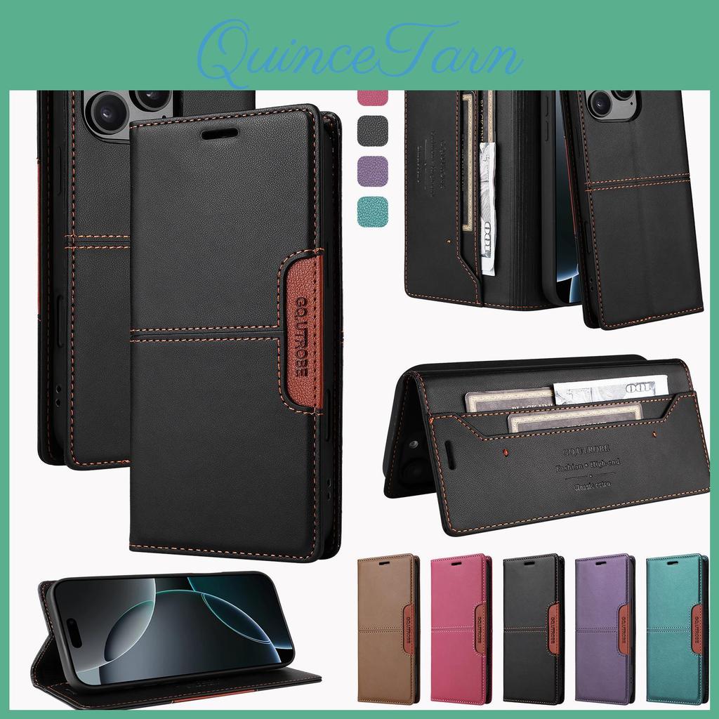 Leather For Iphone Magnetic Case 16 15 14 13 12 11 Pro Max 16 Plus Xs Max 13 Mini Se 2022 Business Flip Wallet Card Solt Cover