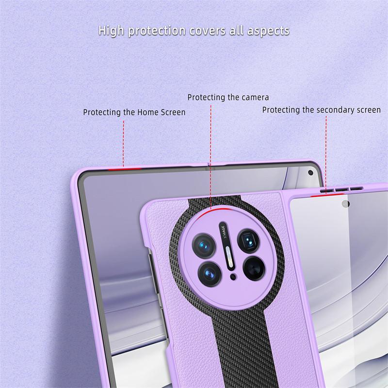 For Huawei Mate X5 / Mate X3 Case Wrist Strap Bracket Leather Strap  With Tempered Film Folding Shockproof Cover