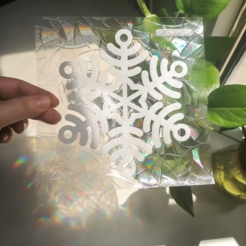 6Pcs Sun Catcher Snowflake Window Sticker Electrostatic Removable Snowflake Glass Decal Christmas Bedroom Living Room Decoration