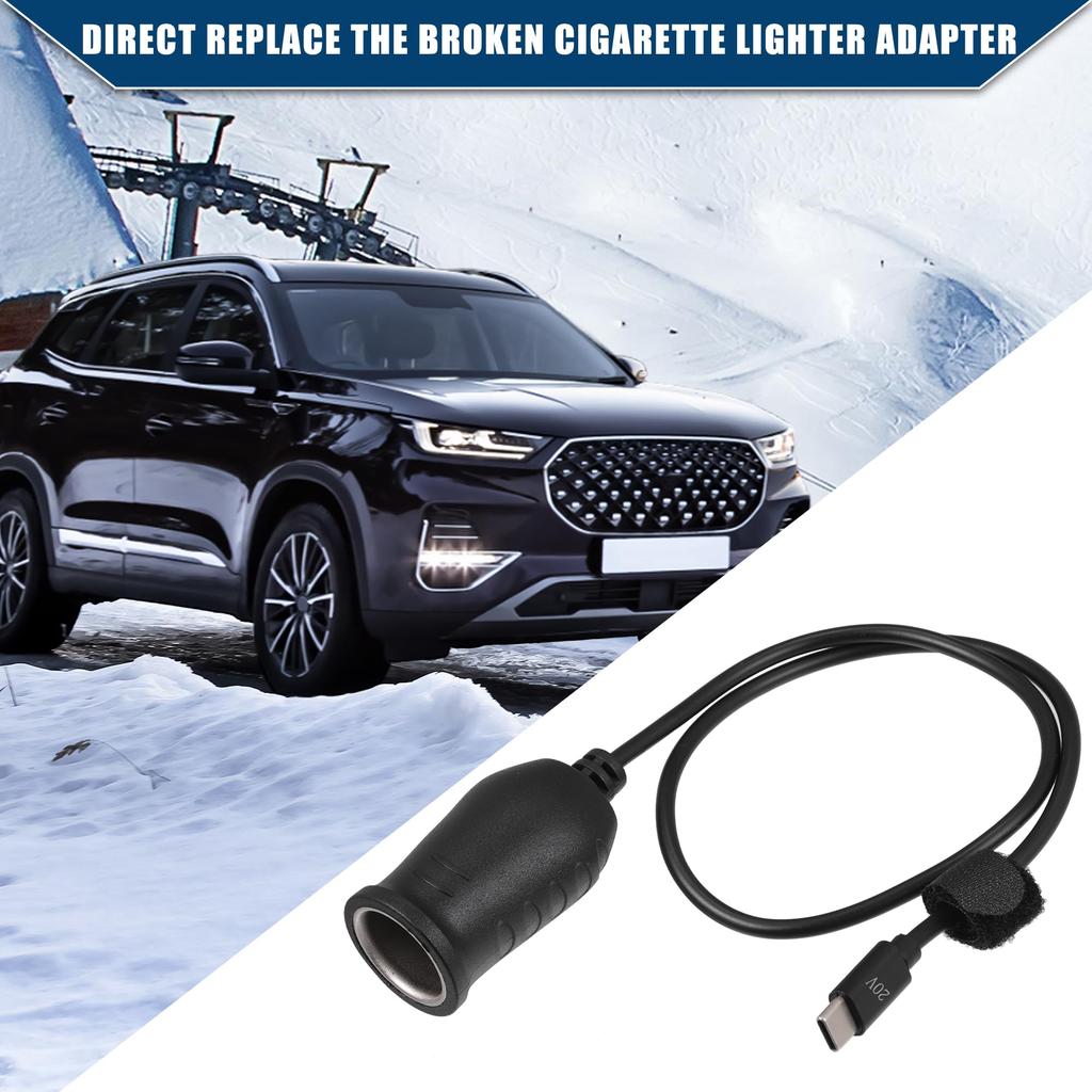 Hihaha 20V Cigarette Lighter Adapter / Car RV USB Type C Female Cigarette Lighter
