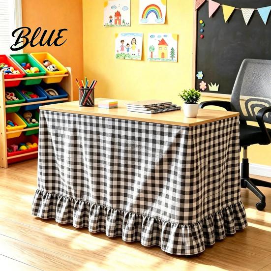 Classroom Desk Cover Gingham Ruffled Table Skirt Cottagecore Teacher Skirt for Classroom ClassroomDesk Plaid Tablecloth Birthday Wedding Baby Shower