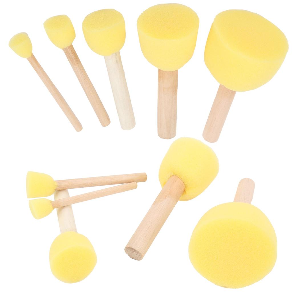20pcs Sponge Brush Set DIY Round Yellow Mushroom Stick Painting Tools for Children Craft Drawing