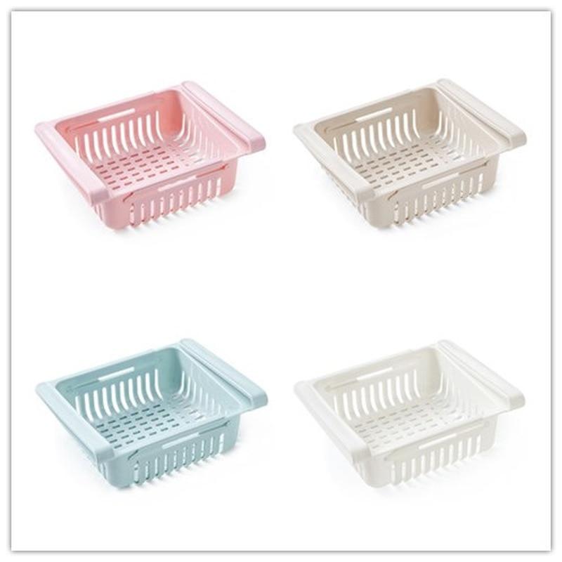 Einstellbare Küche Kühlschrank Lagerung Rack-Home Organizer Lebensmittel Behälter Kühlschrank Schublade Lagerung Boxen Rack Ausziehbares Regal