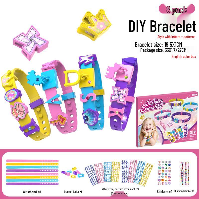 DIY Beaded Bracelet & Watch Strap for Girls - Educational Cartoon Design with Letters