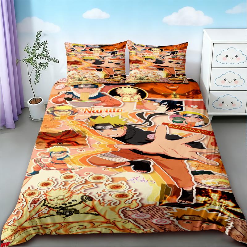

Teens Naruto Anime Duvet Cover Cartoon Bedding Set Comforter Cover Quilt Cover Queen King Full Bedroom Decor Children Gifts 135x200cm