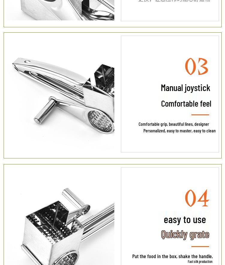Stainless Steel Hand-Crank Rotary Cheese Grater