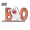 Holiday Window Display Ornament Halloween Wooden Table Sign, Cute Pumpkin Boo Ghost Vibrant Party Prop Tabletop Centerpiece for Indoor Mantel