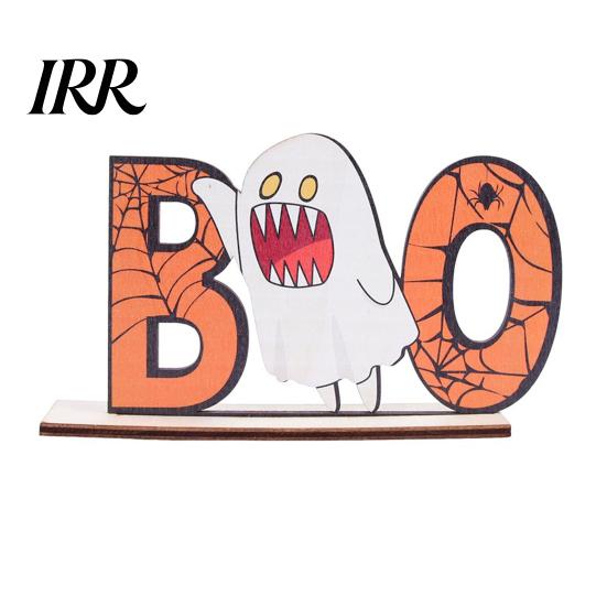 Holiday Window Display Ornament Halloween Wooden Table Sign, Cute Pumpkin Boo Ghost Vibrant Party Prop Tabletop Centerpiece for Indoor Mantel