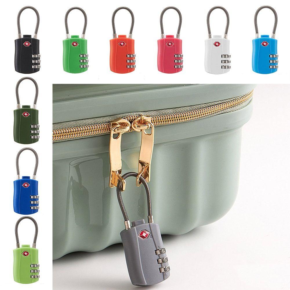 TSA Customs Password Lock Anti-theft Wire Rope Padlock Durable 3 Digit Combination Lock  Travel