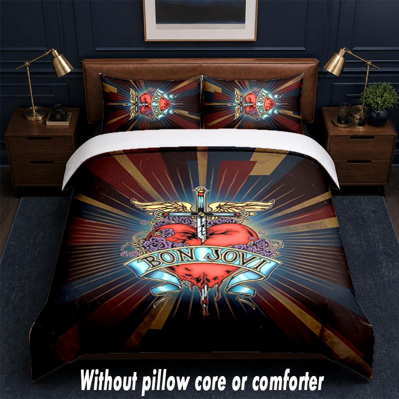 Set Biancheria da Letto Design Bon Jovi 1 Copripiumino + 2 Federe Morbido Traspirante Biancheria da Letto per la Casa
